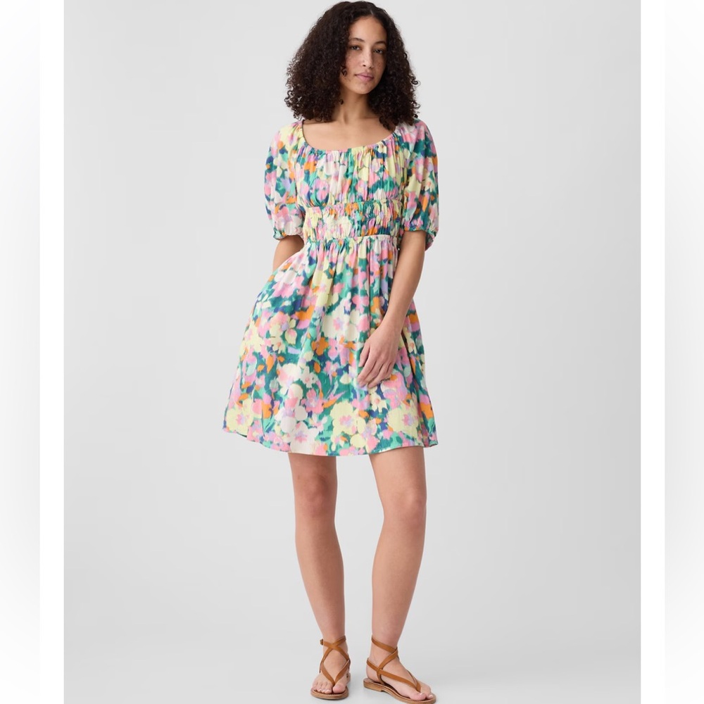 Gap Gauze Smocked Squareneck Mini Dress